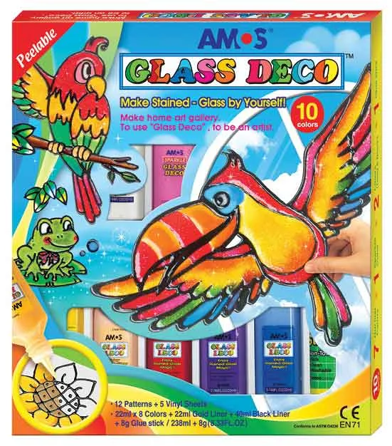 AMOS CAM BOYAMA SETİ GLASS DECO 22 ML 8 TÜP GD22P10R