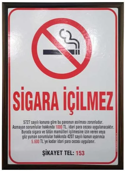 AKYAZI SİGARA İÇİLMEZ LEVHASI 50X70 MDF 0508