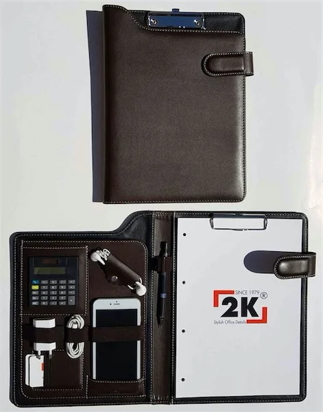 2K SEKRETERLİK A4 SUNİ DERİ KAVİSLİ KAPAK KAHVE 6001