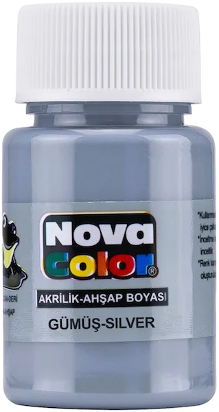 NOVA COLOR AKRİLİK BOYA ŞİŞE 30 CC GÜMÜŞ NC-235