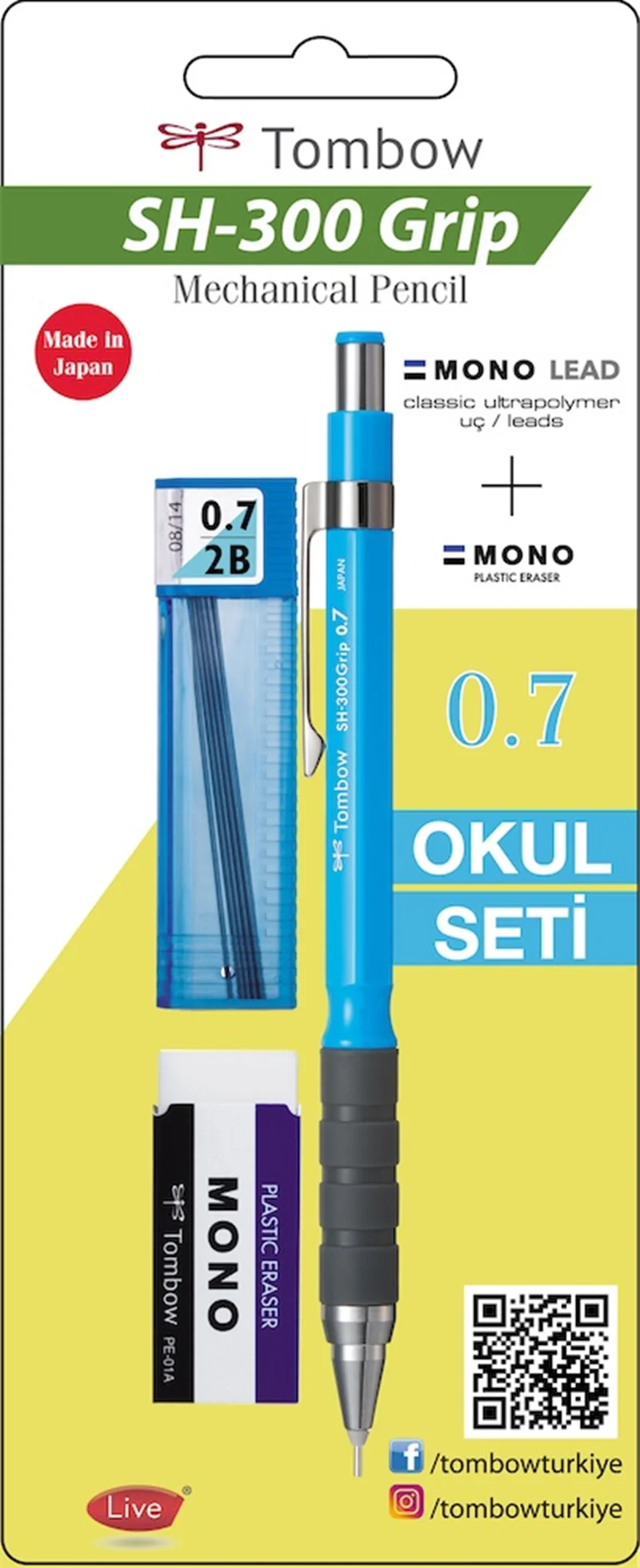 TOMBOW VERSATİL KALEM SH-300 GRIP OKUL SETİ 0.7 AÇIK MAVİ BLS. T-SH-GR43 R7.S1