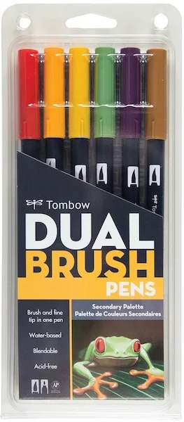 TOMBOW AB-T DUAL BRUSH PEN GRAFİK KALEMİ SETİ 6 RENK SECONDARY (163) T-AB-T-6CSE