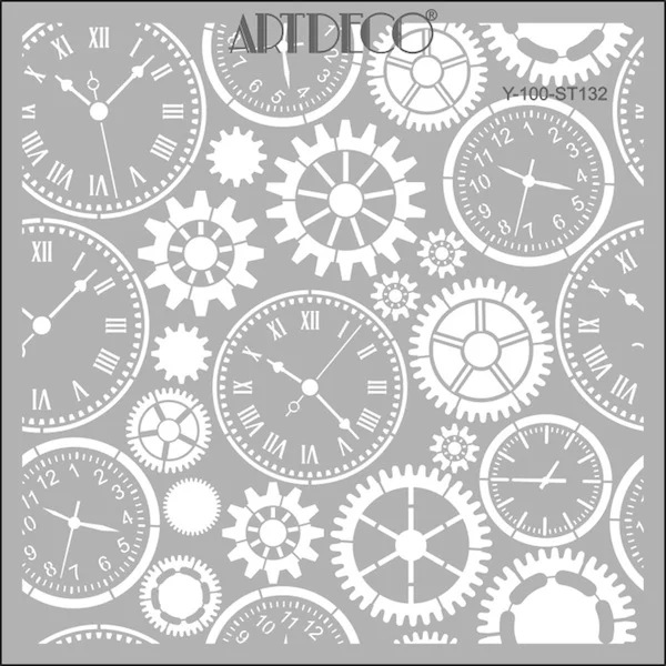 ARTDECO STENCIL 30x30 CM ÇOKLU SAAT Y-100-ST132