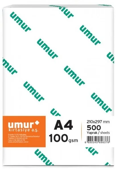 UMUR GRAMAJLI FOTOKOPİ KAĞIDI A4 100 GR 500 LÜ 30002420