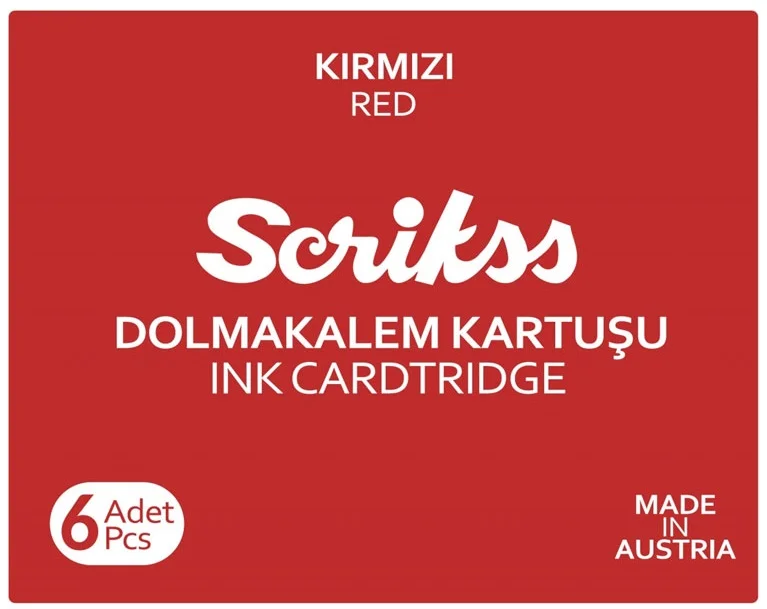 SCRIKSS DOLMA KALEM  KARTUŞU 6 LI PAKET KIRMIZI