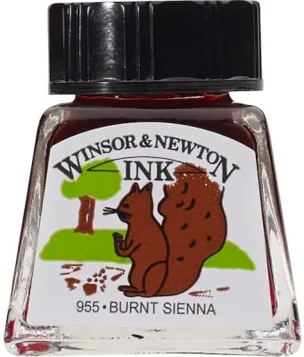 W&amp;N ÇİZİM MÜREKKEBİ DRAWING INK 14 ML BURNT SIENNA 074 WN-1005074