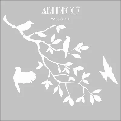 ARTDECO STENCIL 30x30 CM DALDAKİ KUŞLAR Y-100-ST106