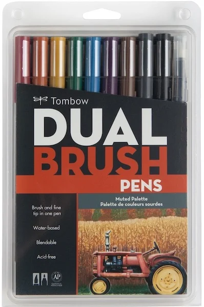 TOMBOW AB-T DUAL BRUSH PEN GRAFİK KALEMİ  SETİ 10 RENK MUTED T-AB-T-10CMU