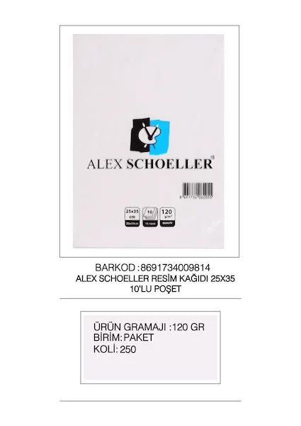 ALEX RESİM KAĞIDI 25x35 120 GR 10 LU ALX-9814