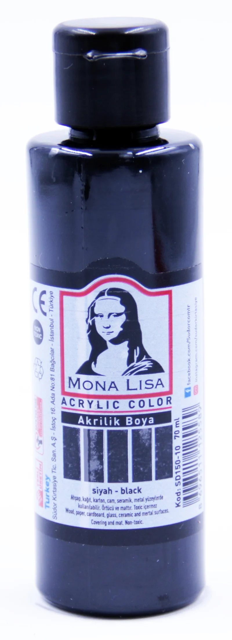 SÜDOR AKRİLİK BOYA 70 ML SİYAH SD150-10