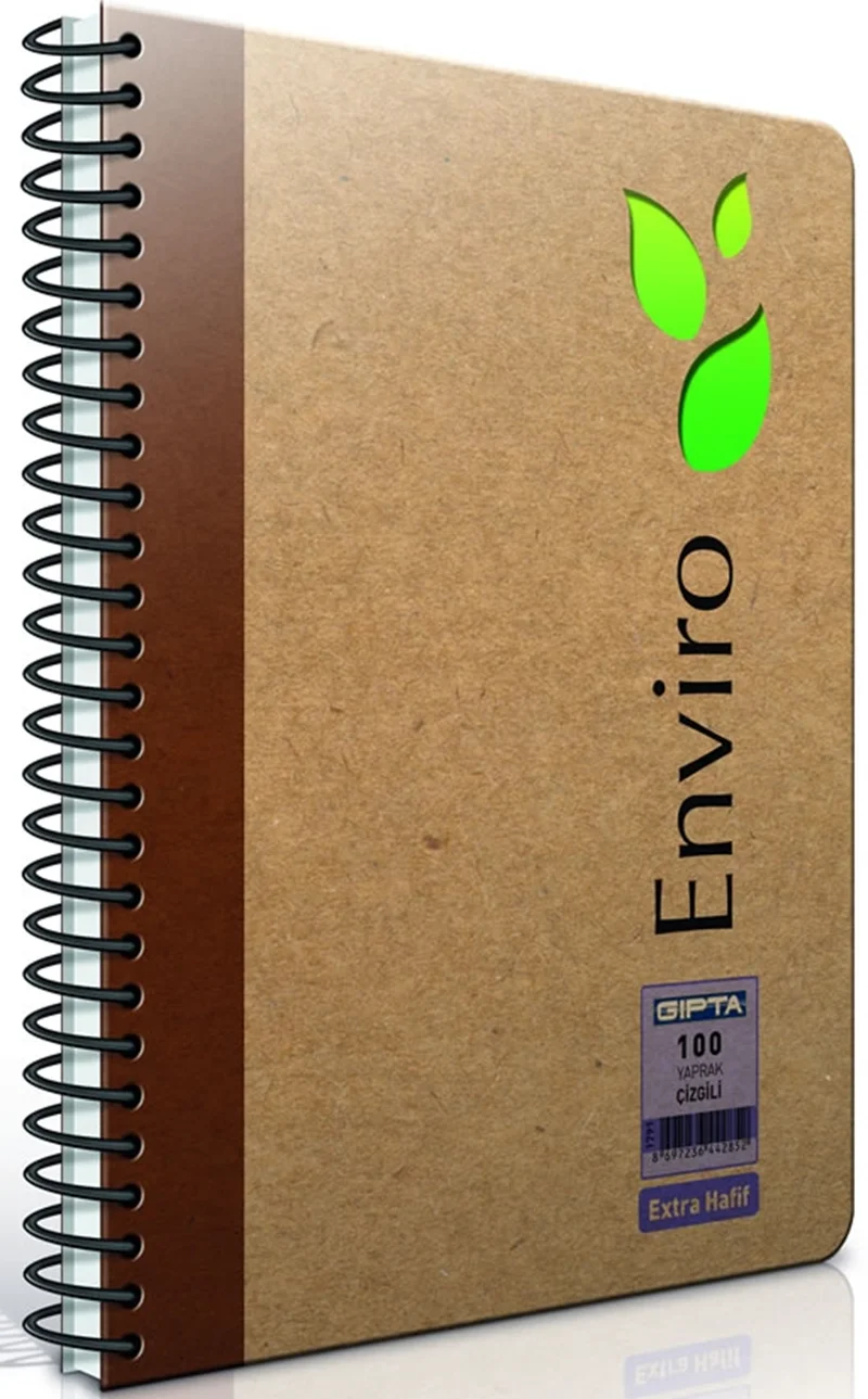 GIPTA DEFTER ENVIRO 13X21 SPİRALLİ SEP.SERT KAPAK 100 YP. ÇİZGİLİ 2333