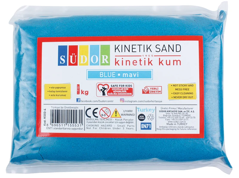 SÜDOR KİNETİK KUM 1 KG MAVİ KS03-4