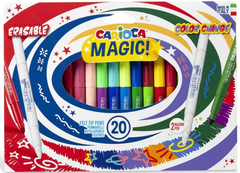 CARIOCA KEÇELİ BOYA KALEMİ SİHİRLİ 20'Lİ SİLİNEBİLEN+RENK DEĞİŞTİREN 41369