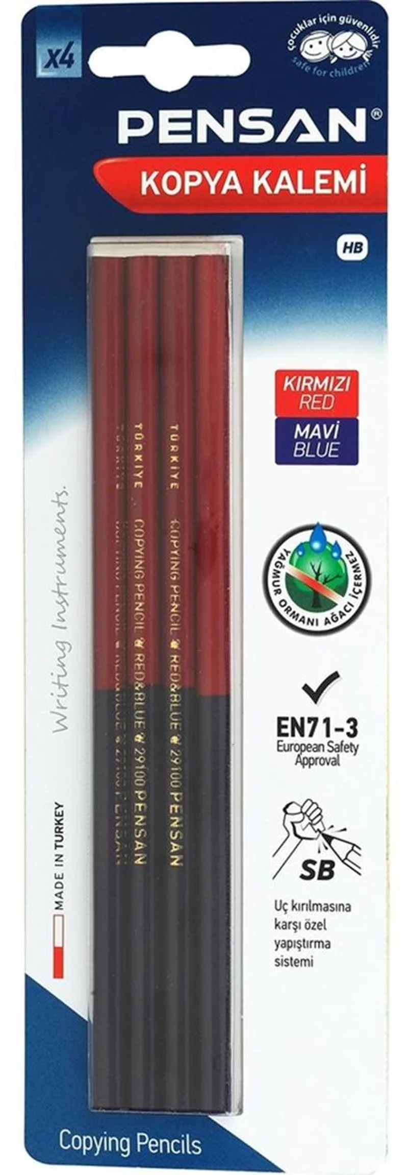 PENSAN KOPYA KALEMİ KIRMIZI-MAVİ 4 LÜ BLİSTER 29100