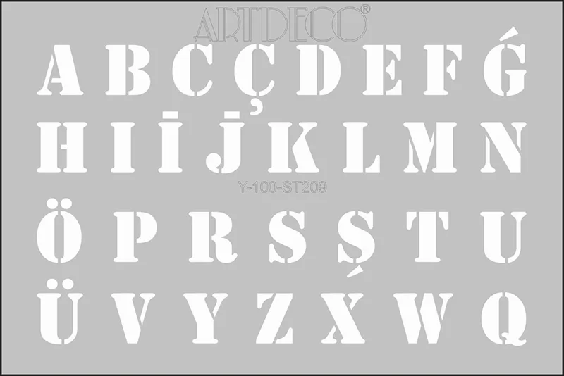 ARTDECO STENCIL A4 HARFLER Y-100-ST209