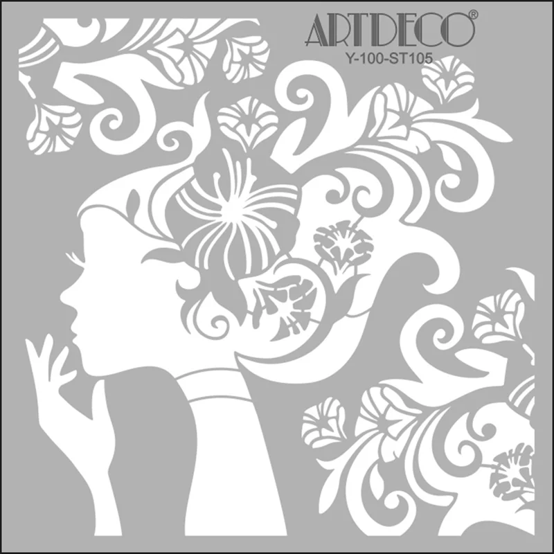 ARTDECO STENCIL 30x30 CM ÇİÇEK KIZ Y-100-ST105