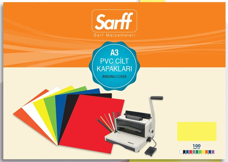 SARFF CİLT KAPAĞI A3 160M PVC SARI 100LÜ 15201030