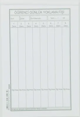 DİLMAN YOKLAMA FİŞİ 8 DERS 100 LÜ 31273