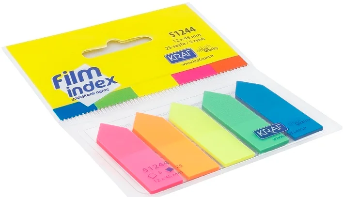 KRAF INDEX FILM (PP) 12x44MM OK ŞEKİLLİ   5 RENK X 25 YP 51244