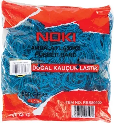 NOKİ AMBALAJ LASTİĞİ %100 KAUÇUK 500 GR 7 CM MAVİ RBR7500M