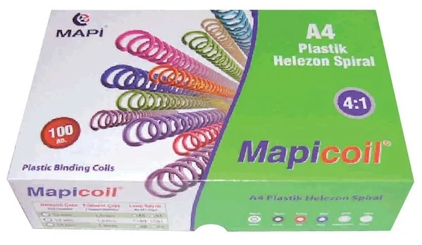 MAPİ SPİRAL PLASTİK HELEZON 4:1 18MM KIRMIZI 100 ADET 48 LOP 2351803