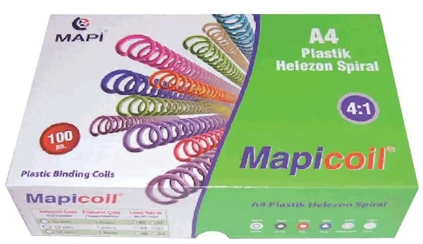 MAPİ SPİRAL PLASTİK HELEZON 4:1 14MM KIRMIZI 100 ADET 48 LOP 2351403