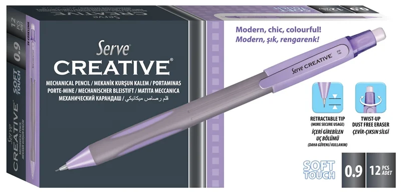 SERVE VERSATİL KALEM CREATIVE 0.9 MOR SV-C0.9-MOR