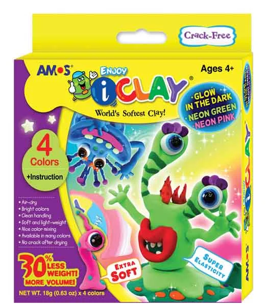 AMOS PROJE HAMURU İ-CLAY 18 GR 4 RENK KARANLIKTA PARLAYAN IC18P4S