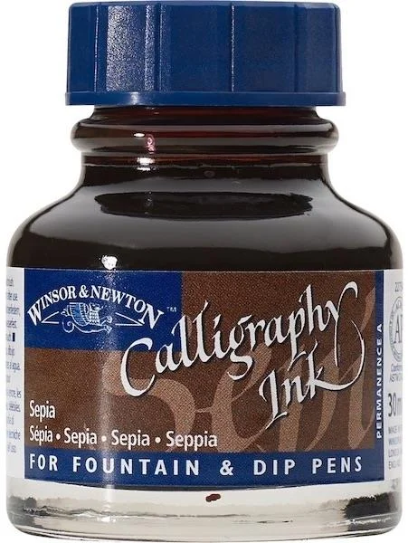 W&amp;N KALİGRAFİ MÜREKKEBİ CALLIGRAPHY INK 30 ML SEPIA 609 WN-1111609
