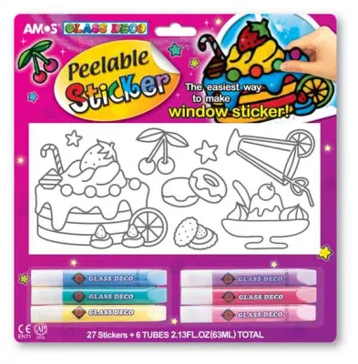 AMOS CAM BOYAMA SETİ PEELABLE STICKER 10.5 ML 6 TÜP PS10B6-D1