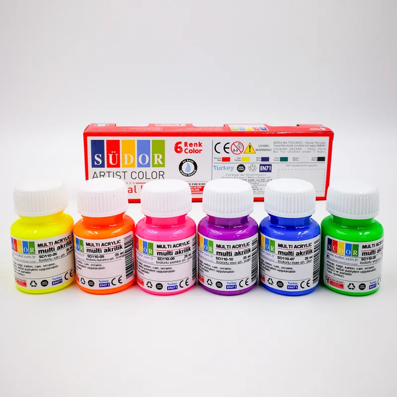 SÜDOR AKRİLİK BOYA SET MULTİ FOSFORLU 6X25ML SD116-F