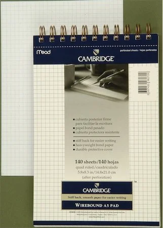 MEAD BLOKNOT CAMBRIDGE SPİRALLİ KARTON KAPAK A5 BEYAZ 140 YP KARELİ M-243848