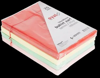 OYAL ZARF BUKLET 11.4x16.2 80 GR POŞETLİ KARIŞIK RENKLİ 25 Lİ 30015229
