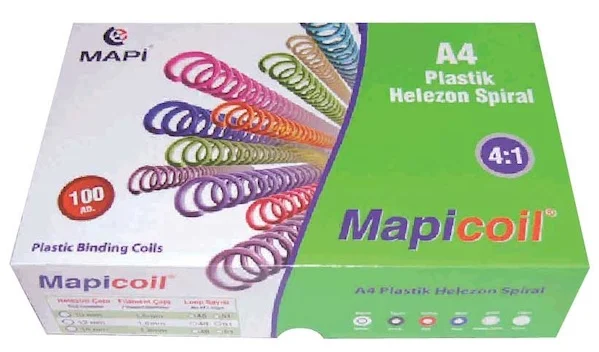 MAPİ SPİRAL PLASTİK HELEZON 4:1 18MM BEYAZ 100 ADET 48 LOP 2351800