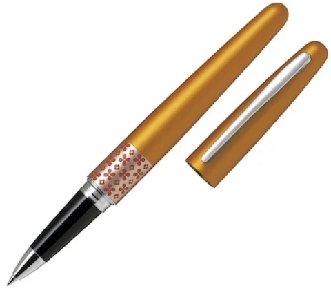 PILOT ROLLER KALEM MR-3 MEDIUM RETRO POP METALİK TURUNCU &amp; FLOWER RING BL-VBMR3-7-FL-B-E