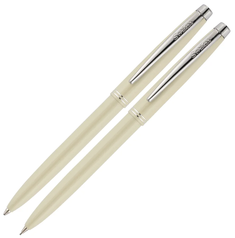 SCRIKSS TÜKENMEZ KALEM + VERSATİL KALEM SET 108 PRESTİJ KRİSTAL KUTU İNCİ BEYAZI