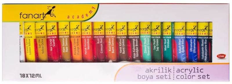 FANART ACADEMY AKRİLİK BOYA SETİ 18x12 ML F-2000.S18