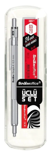 SCRIKSS OFFICE VERSATİL KALEM OKUL SETİ GRAPH-X 0.5 KURŞUNİ GRİ + SİLGİ + MİN BLS.