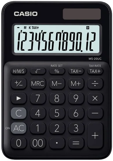 CASIO HESAP MAKİNESİ MASAÜSTÜ MS-20UC-BK 12 HANE