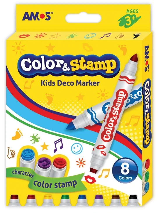 AMOS KEÇELİ KALEM COLOR TWINS İKİ RENKLİ 8 Lİ CS8P