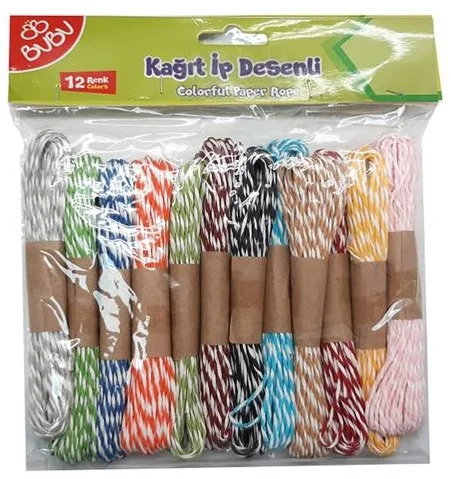 BU-BU RENKLİ KAĞIT İP DESENLİ 12 RENK 12'Lİ KI0006