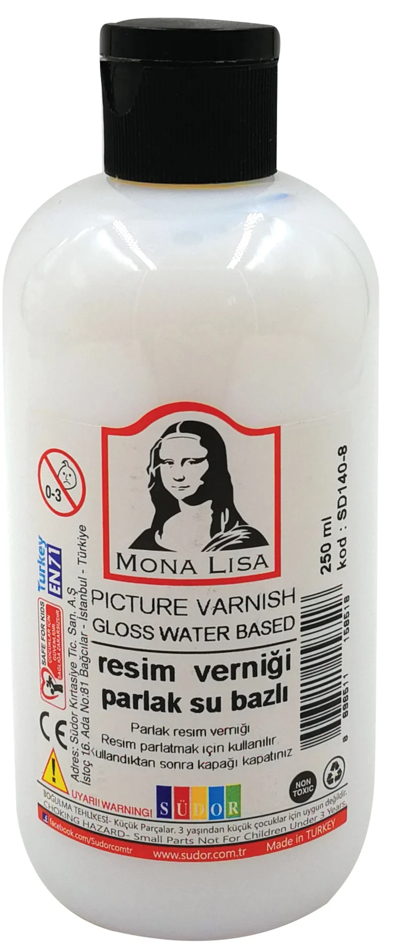 SÜDOR RESİM VERNİĞİ SU BAZLI PARLAK 250ML SD140-8