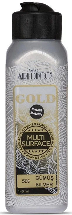 ARTDECO AKRİLİK BOYA GOLD MULTI-SURFACE 140 ML METALİK GÜMÜŞ Y-G71R-502