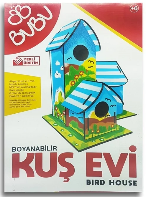 BU-BU AHŞAP BOYAMA KUŞ EVİ BUBU-AC0006