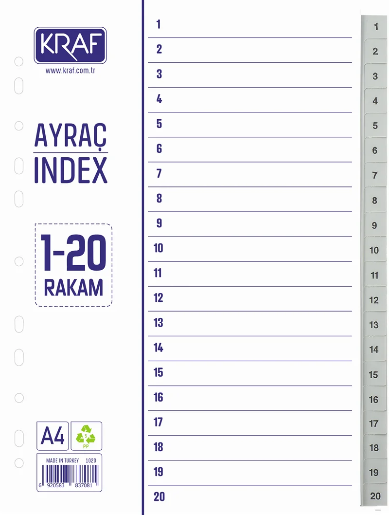 KRAF SEPERATÖR 1020 1-20 RAKAM