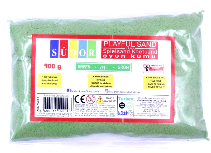 SÜDOR KİNETİK KUM 1 KG YEŞİL KS03-5