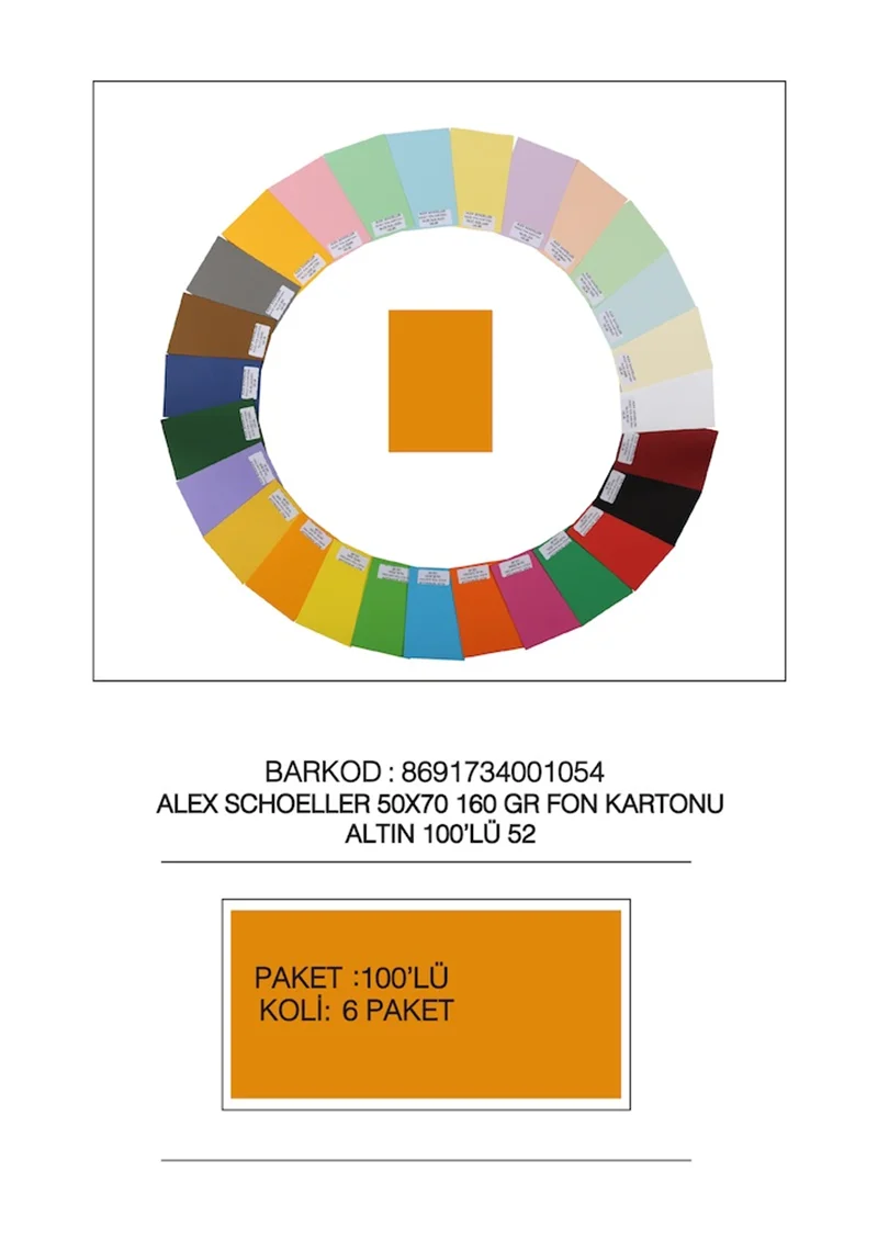 ALEX FON KARTONU 160GR 50X70 ALTIN 100 LÜ 52