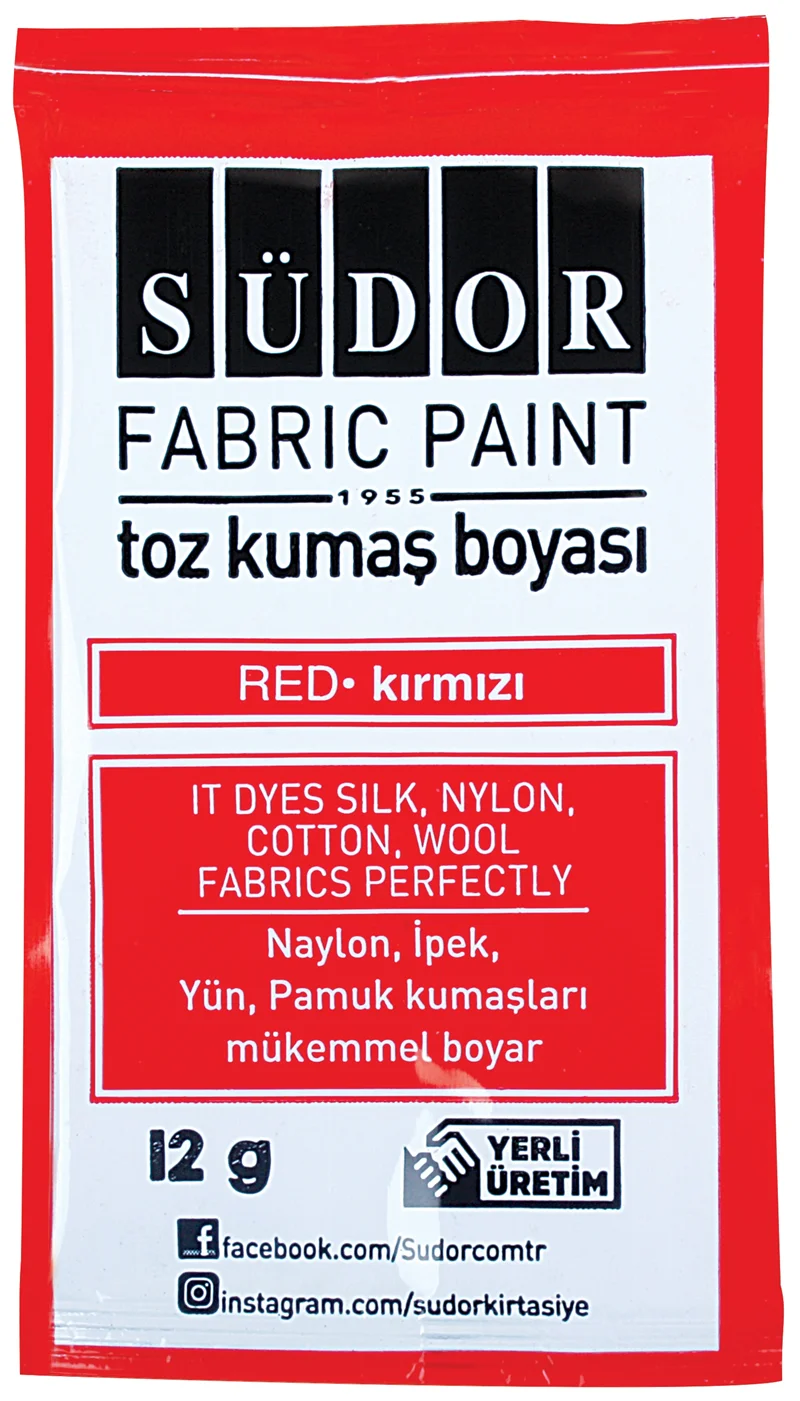 SÜDOR KUMAŞ BOYASI TOZ KIRMIZI KB03