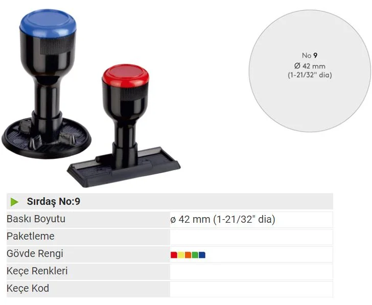 SIRDAŞ MÜHÜR SAPI PLASTİK  P9 42 MM