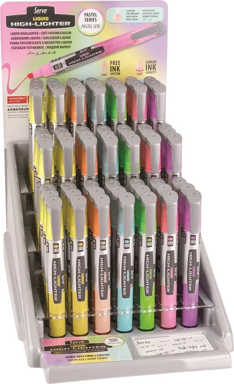 SERVE FOSFORLU KALEM LİKİT STAND 63 LÜ PASTEL SV-LKTF63PDP